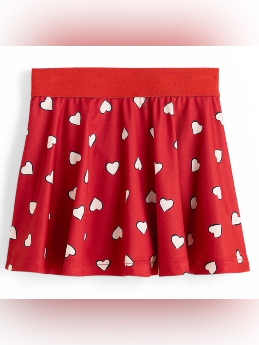 Crewcuts Red Skirt with White Heart Print